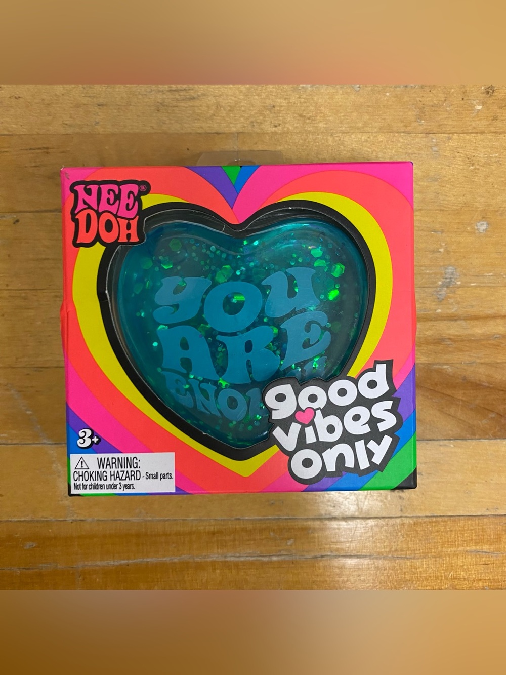 Nee Doh Needoh Good Vibes Only You Are Enough Heart Shaped Squishy Toy New